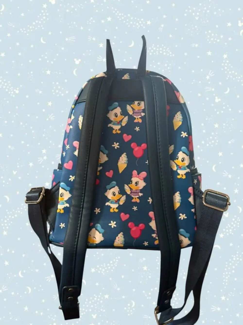 Loungefly Disney Parks Donald and Daisy Duck Ice Cream Date Mini Backpack NWOT
